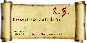 Kruzslicz Zoltán névjegykártya